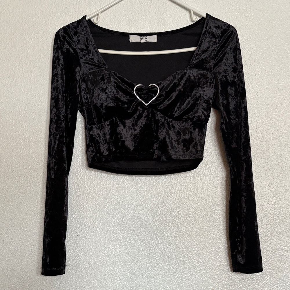 Black Velvet Long Sleeve Top